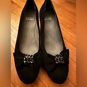 Stuart Weitzman Black Flats with Bow Accent